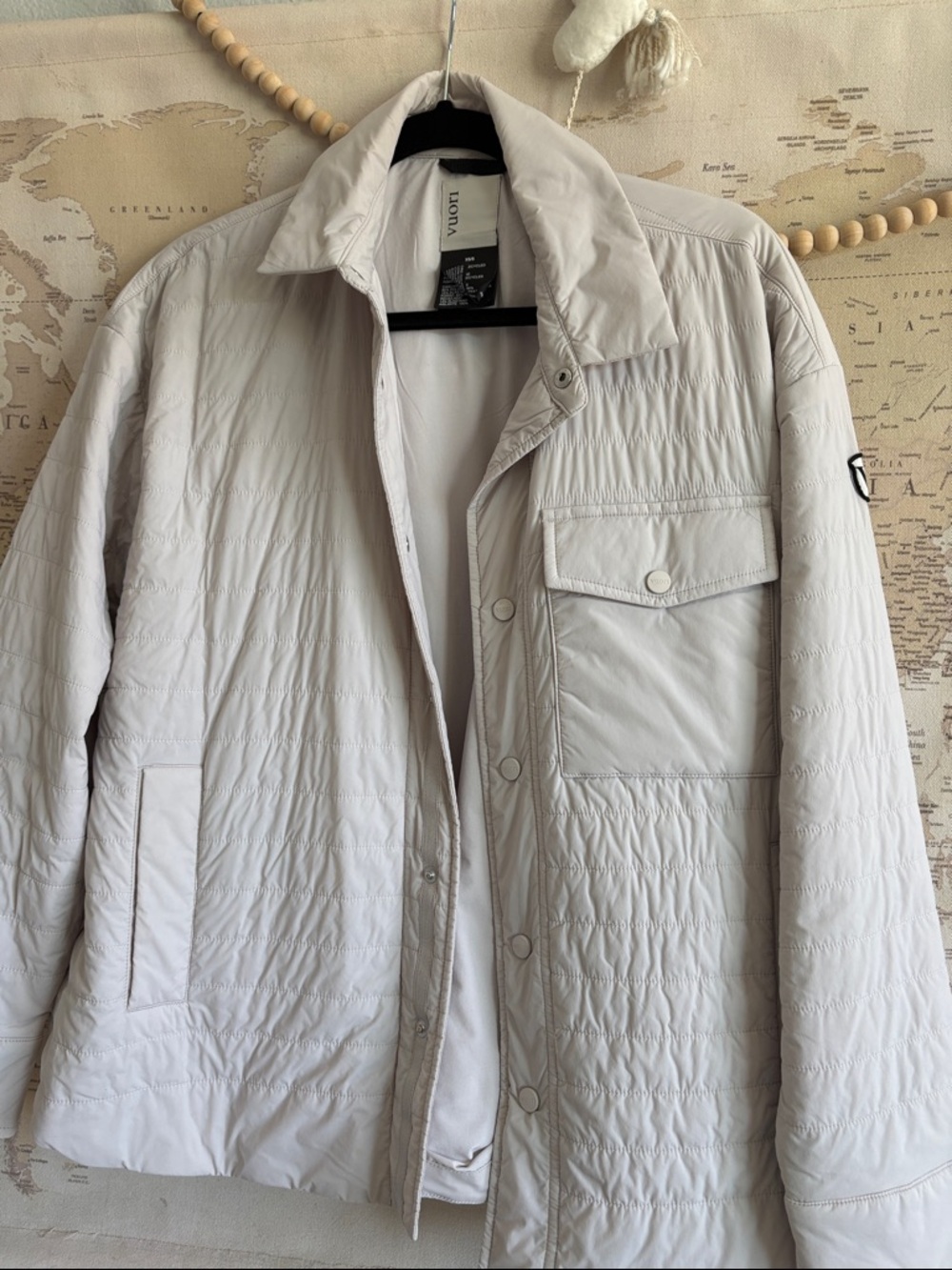 Vuori Quilted Button-Front Jacket-Bone color